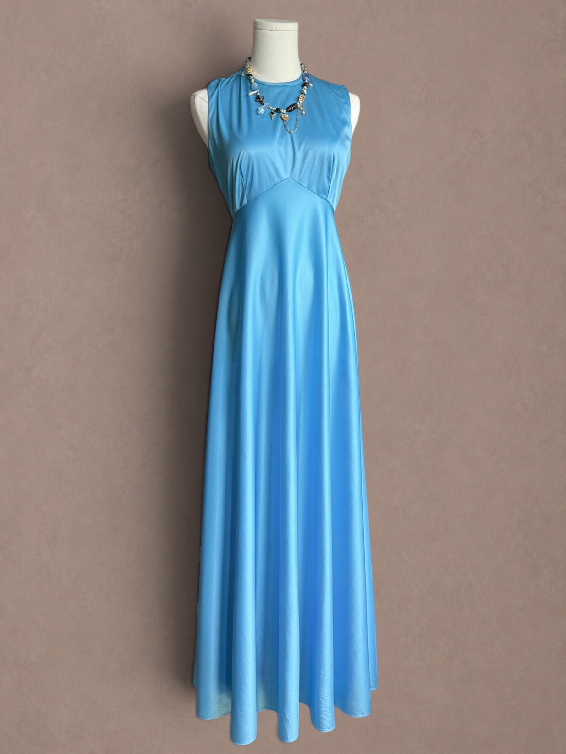 Sky Blue 70s Nylon Maxi Dress