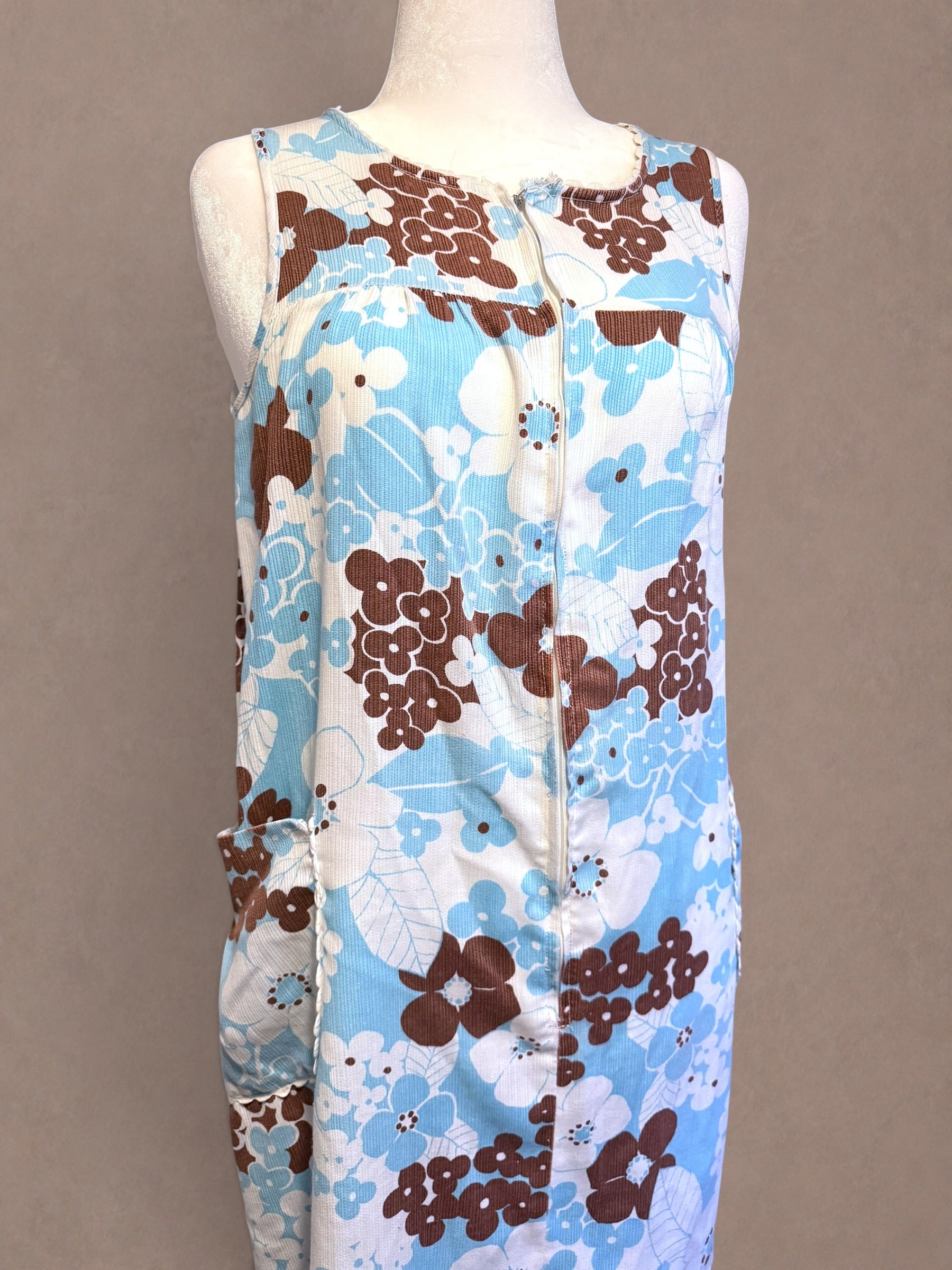 Blue and floral 60s house dress