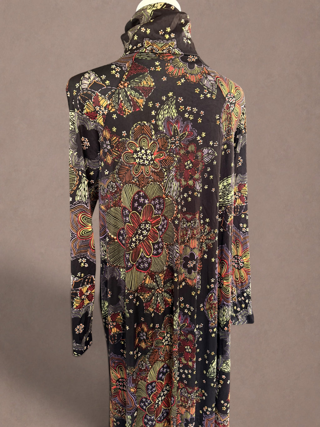 Psychedelic Owl Print 70s Zip Front Hostess Dress by Butterfield 8