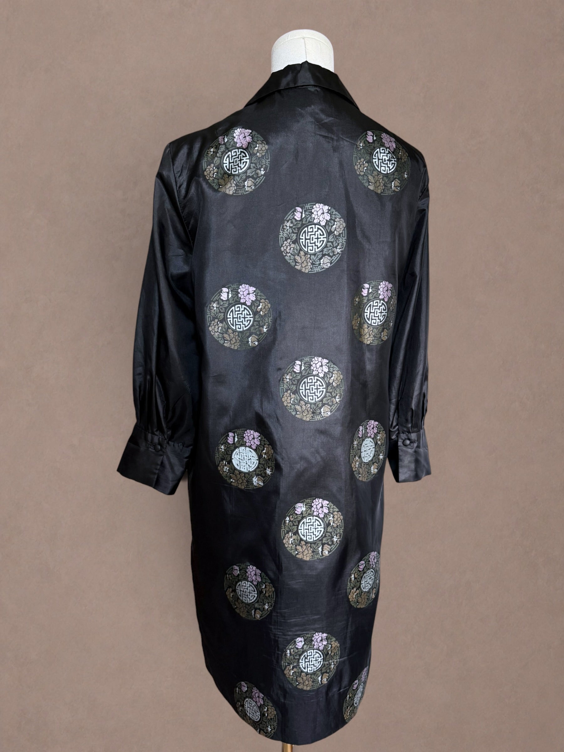 Alfred Shaheen Early 70s Hand-Painted Medallion Shirt Dress