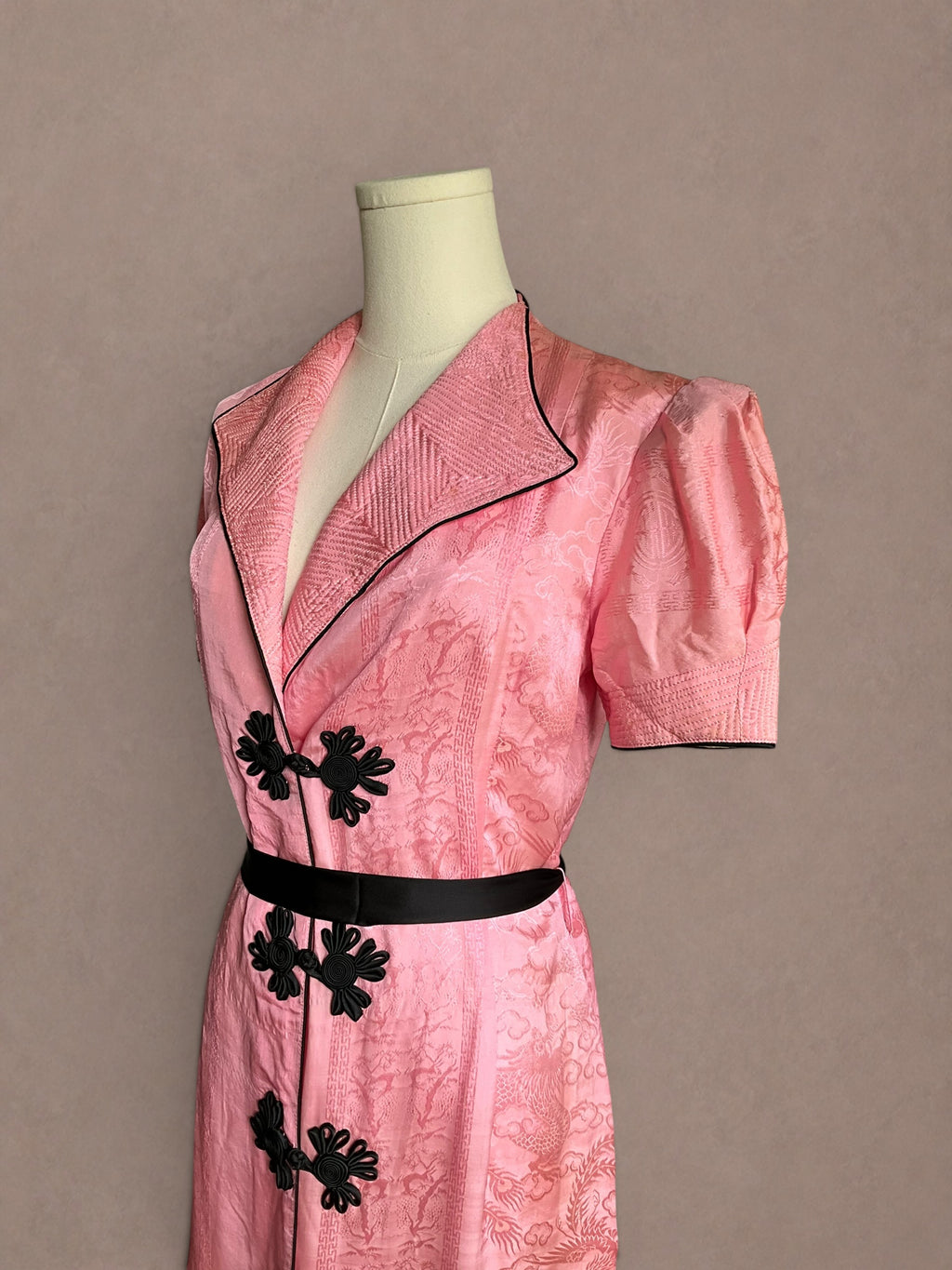 Silk Dragon Brocade 30s-40s Hostess Dress