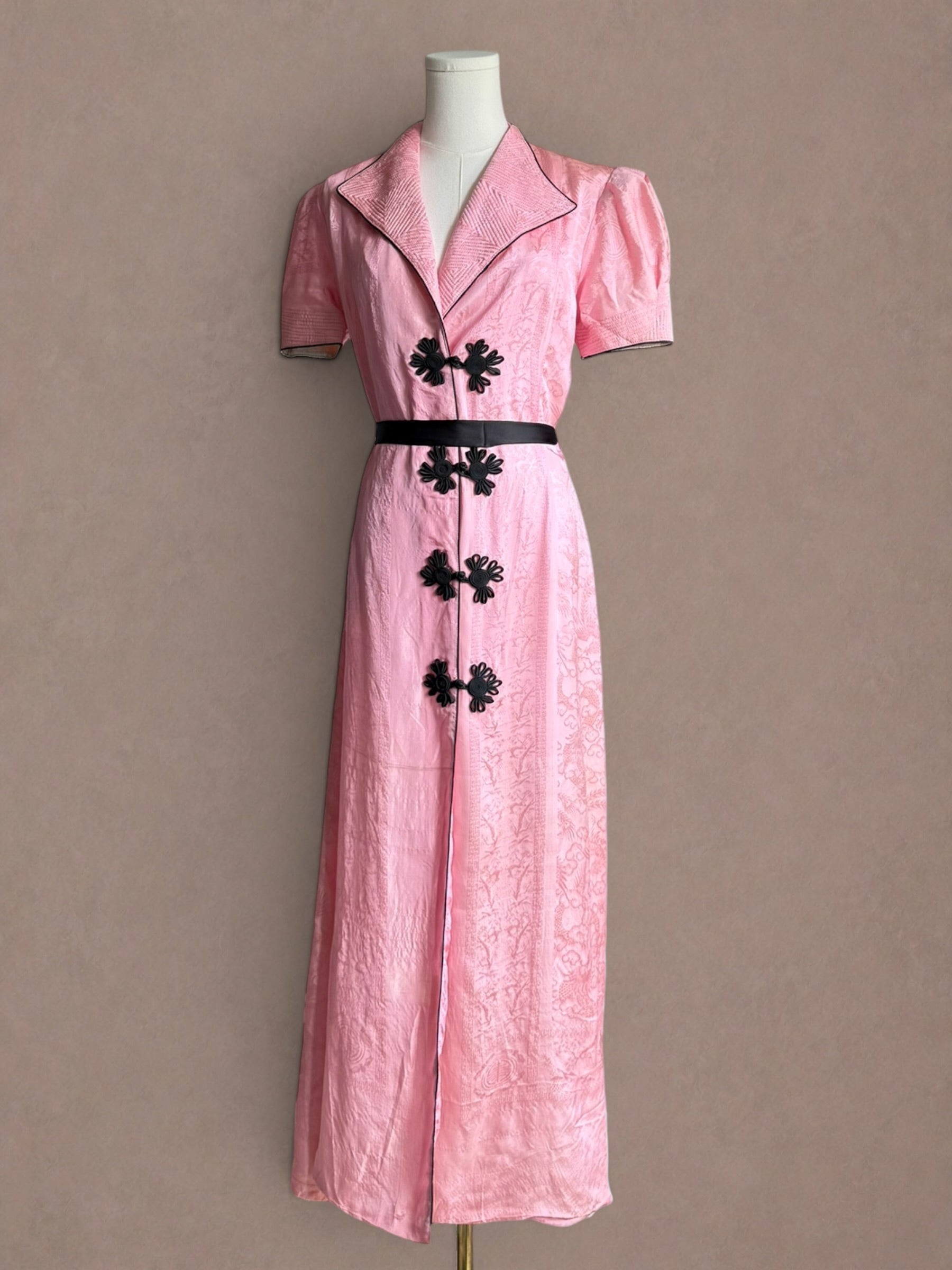 Silk Dragon Brocade 30s-40s Hostess Dress